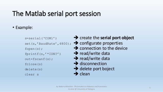 Matlab serial port examples